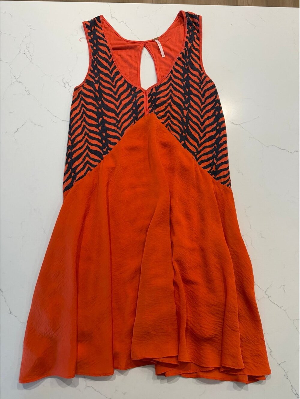 Free People Rust Orange Zebra Animal Print Keyhole Mini Dress Size Small